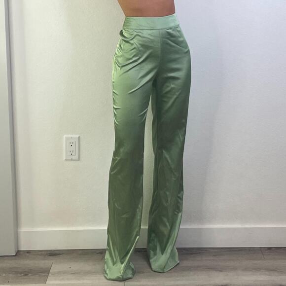 Green Silky Pants - Picture 1 of 3